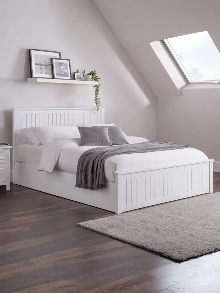 Maine Ottoman Storage 135cm Double Bed - Surf White