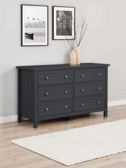 Maine 6 Drawer Wide Chest - Anthracite