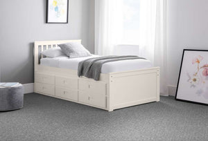 Maisie Bed With Underbed And Drawers - Surf White