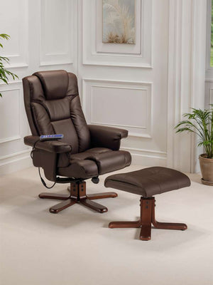 Malmo Massage Recliner & Stool Brown