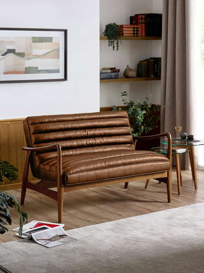 Marshall 2 Seater Sofa - Brown Faux Leather
