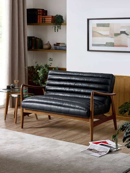 Marshall 2 Seater Sofa - Black Faux Leather