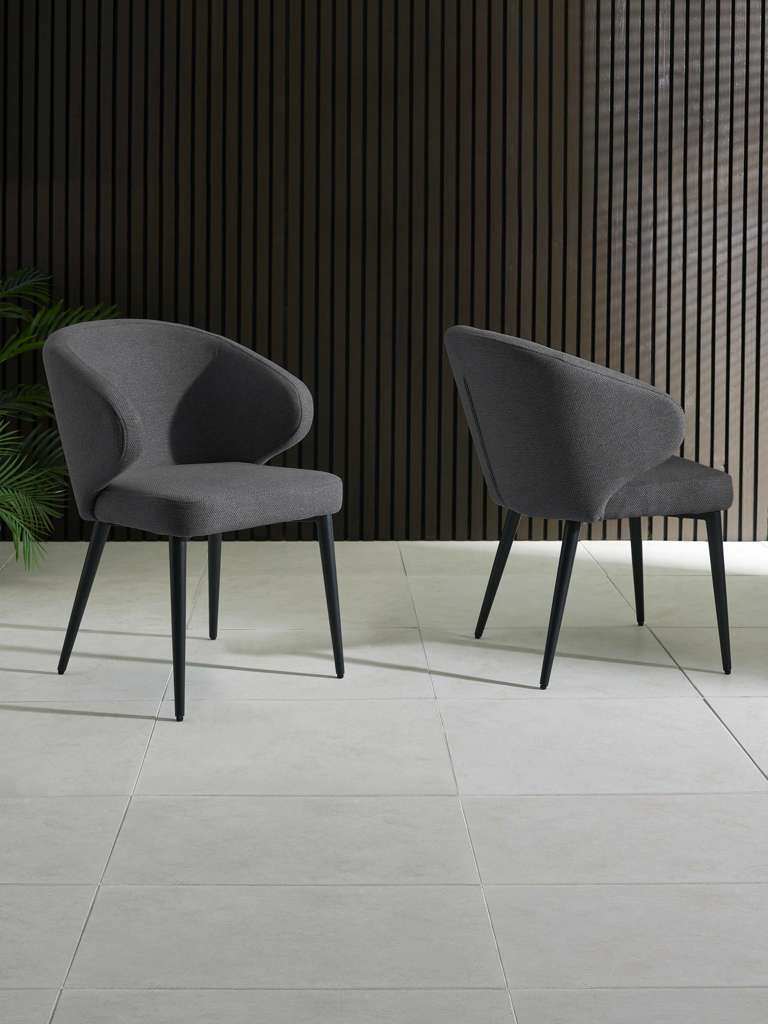 Set of 2 Marcus Mid Grey Fabric Dining Chairs