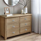 Memphis Limed Oak 6 Drawer Wide Chest