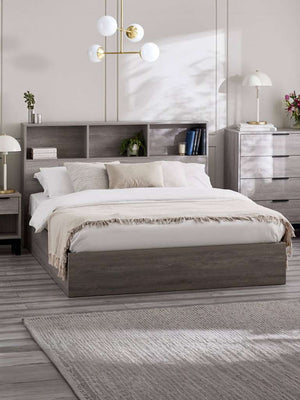 Bali Ottoman Storage 150cm King Bed -Grey Oak