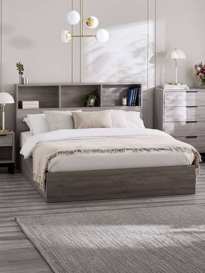 Bali Ottoman Storage 150cm King Bed -Grey Oak
