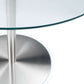 Milan Round Glass Brushed Steel Pedestal Table