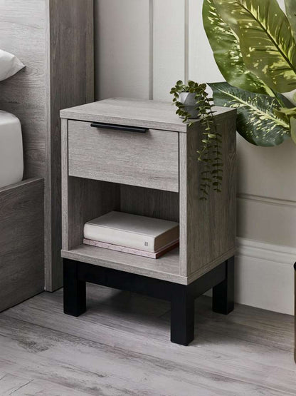 Bali 1 Drawer Bedside - Grey Oak