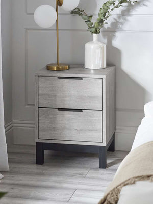Bali 2 Drawer Bedside - Grey Oak