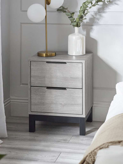 Bali 2 Drawer Bedside - Grey Oak