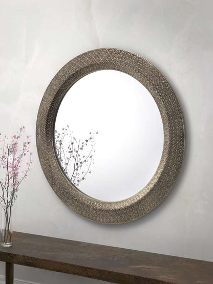 Cadence Large Round Pewter Wall Mirror