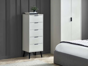 Alba 5 Drawer Narrow Chest - Silk Grey