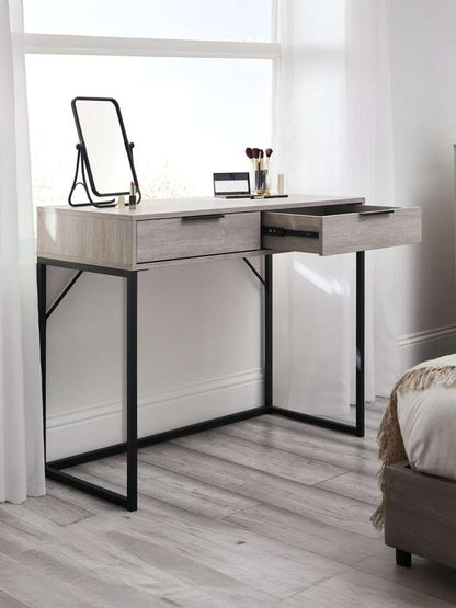 Bali 2 Drawer Dressing Table/Desk - Grey Oak