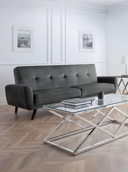 Monza 3 Seater In Dark Grey Velvet