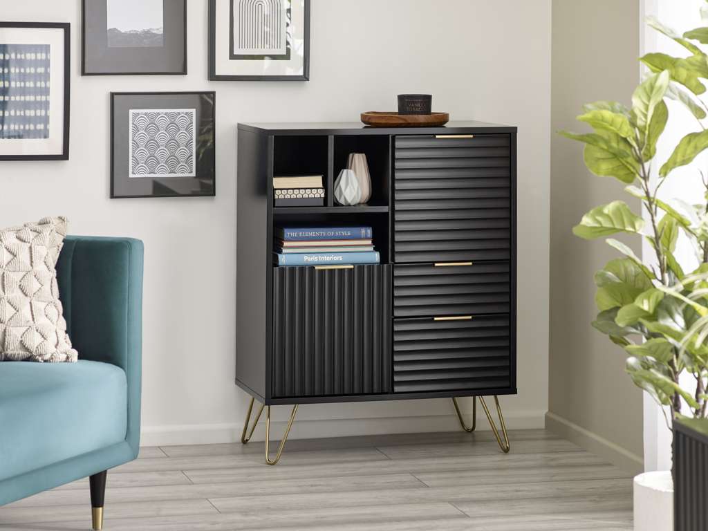 Murano 2 Door 2 Drawer Sideboard - Matt Black