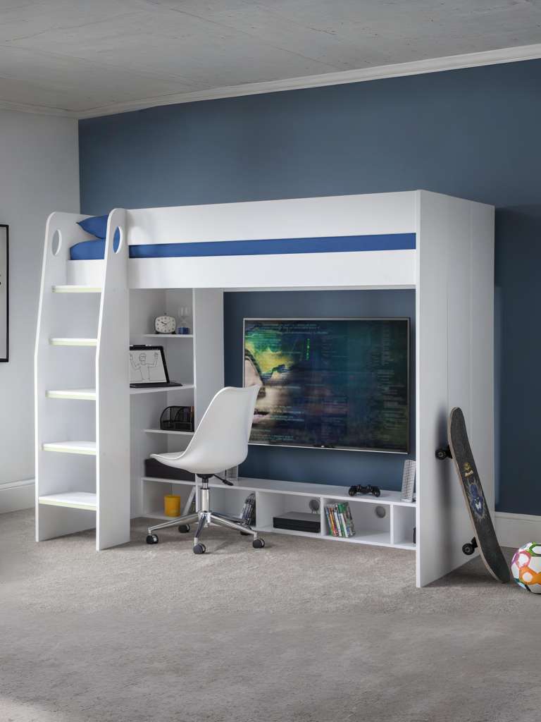 Nebula Gaming Bed With Desk White