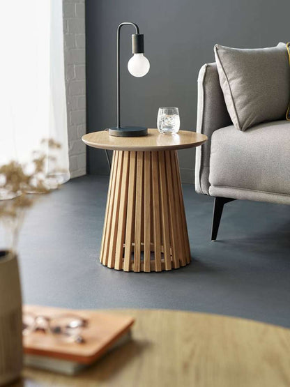 Ollie Natural Oak 45cm Round Lamp Table