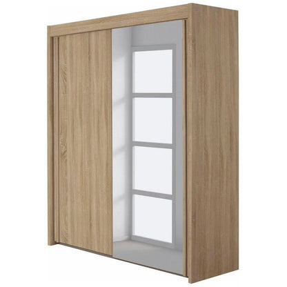 Imperial 2 Door 1 Mirror Artisan Oak Sliding Wardrobe (201 cm wide)-Furniture-Rauch-197 cm-Levines Furniture