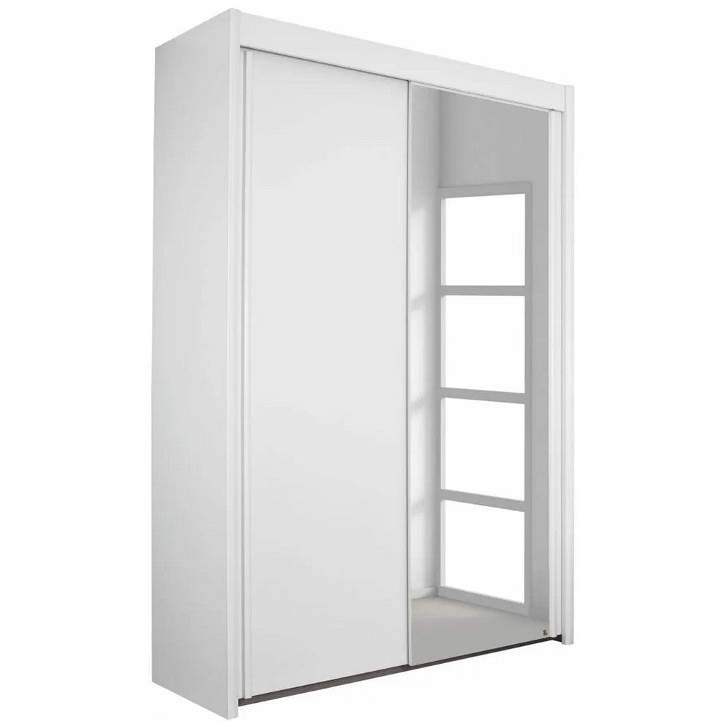 Imperial 2 Door 1 Mirror White Sliding Wardrobe (151cm wide)-Furniture-Rauch-197 cm-Levines Furniture