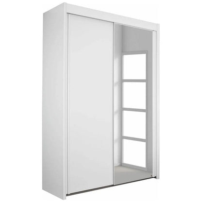 Imperial 2 Door 1 Mirror White Sliding Wardrobe (201 cm wide)-Furniture-Rauch-197 cm-Levines Furniture