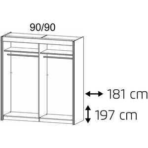 Imperial 2 Door Sonoma Oak Sliding Wardrobe (181cm wide)-Furniture-Rauch-197 cm-Levines Furniture