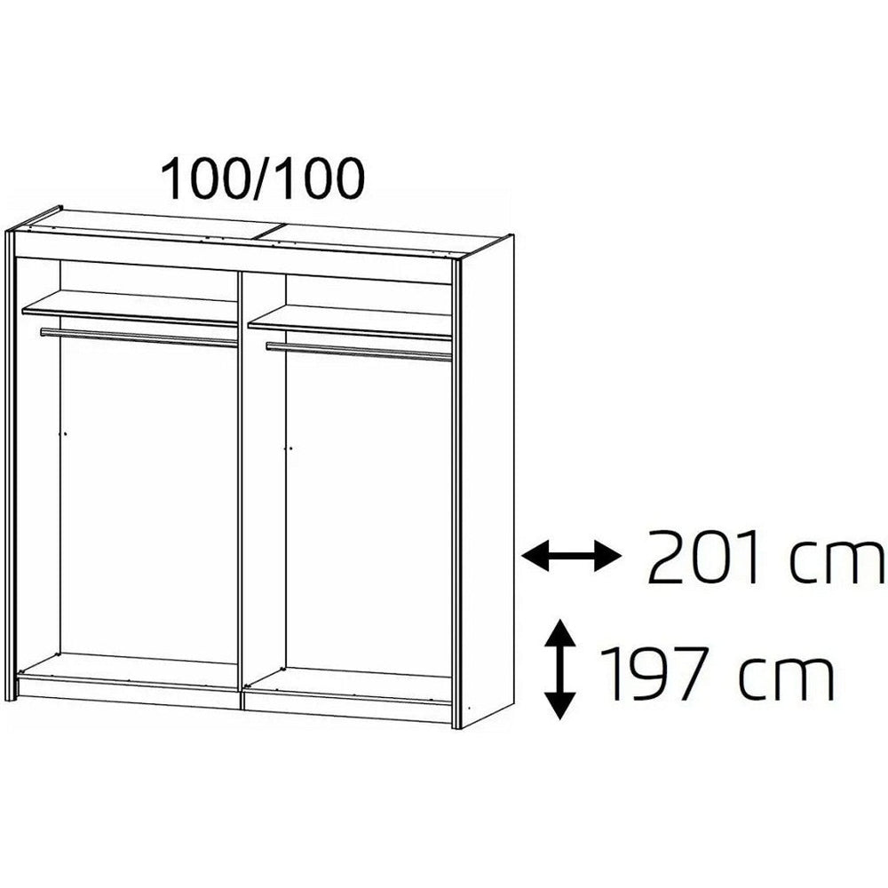 Imperial 2 Door White Sliding Wardrobe (201 cm wide)-Furniture-Rauch-197 cm-Levines Furniture