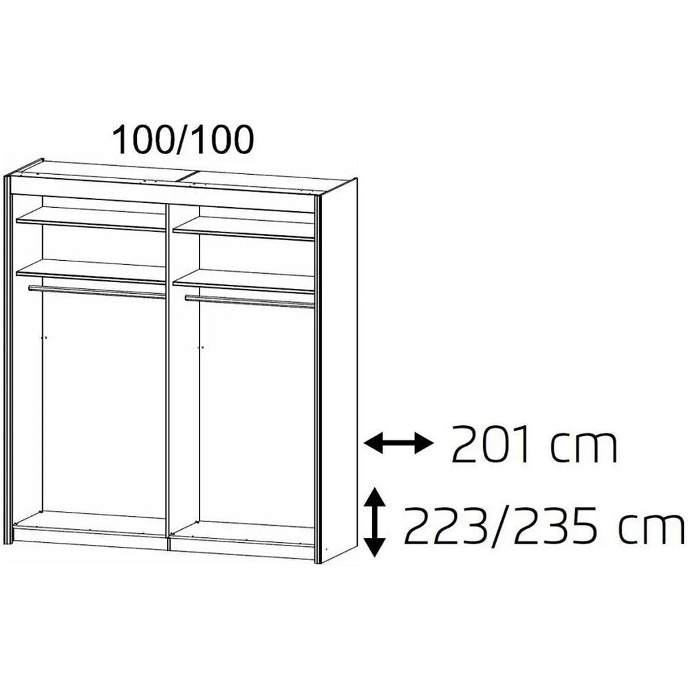 Imperial 2 Door White Sliding Wardrobe (201 cm wide)-Furniture-Rauch-197 cm-Levines Furniture