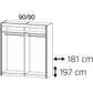 Imperial 2 Mirror Door Artisan Oak Sliding Wardrobe (181cm wide)-Furniture-Rauch-197 cm-Levines Furniture