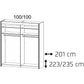 Imperial 2 Mirror Door Artisan Oak Sliding Wardrobe (201 cm wide)-Furniture-Rauch-197 cm-Levines Furniture