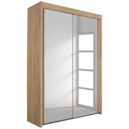 Imperial 2 Mirror Door Sonoma Oak Sliding Wardrobe (151cm wide)-Furniture-Rauch-197 cm-Levines Furniture