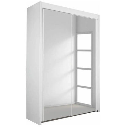 Imperial 2 Mirror Door White Sliding Wardrobe (151cm wide)-Furniture-Rauch-197 cm-Levines Furniture