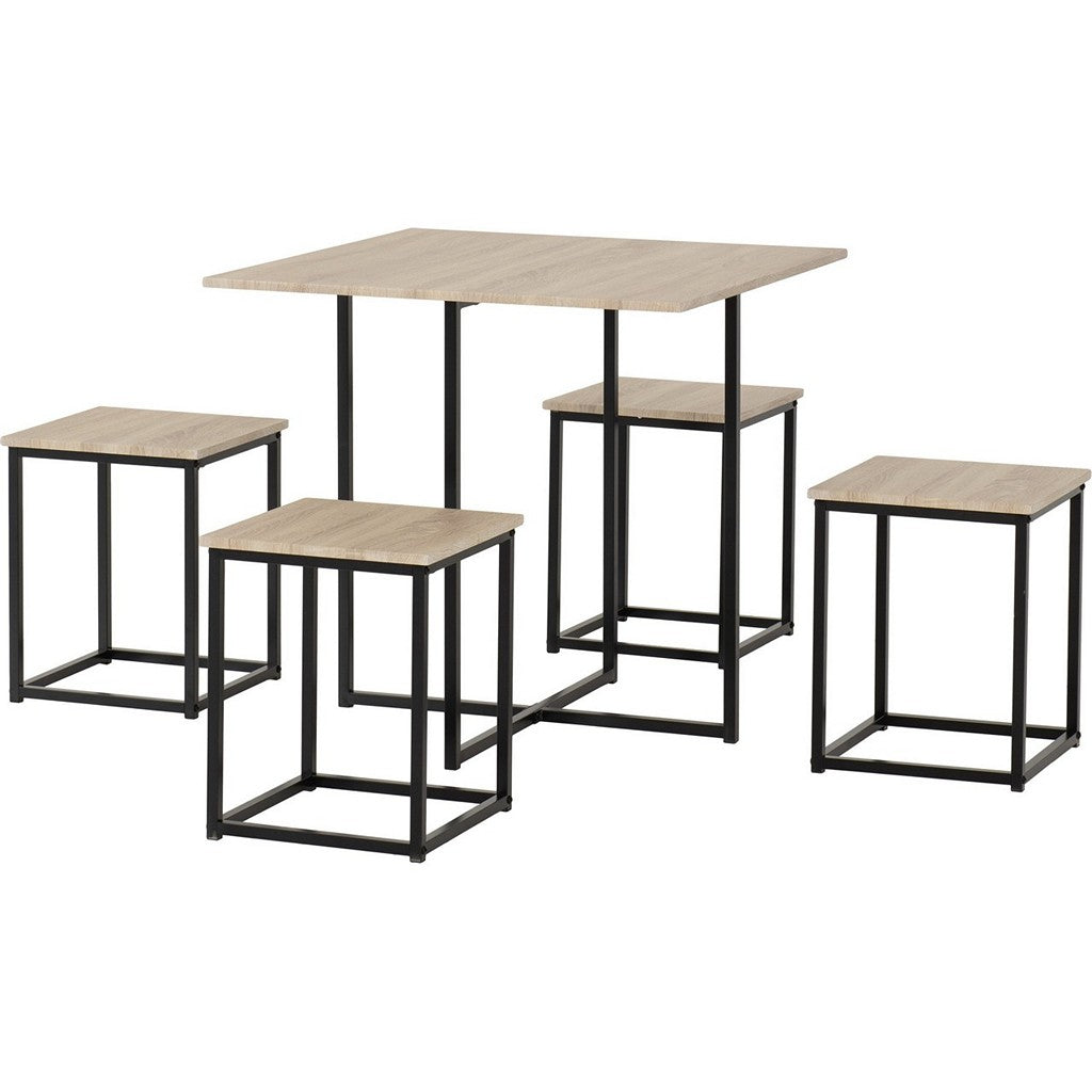 Kent Stowaway Dining Set-Furniture-Seconique-Sonoma Oak Effect/Black-Levines Furniture