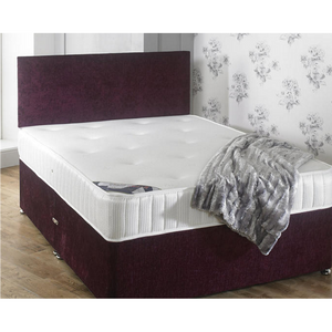 Knightsbridge Double Divan Bed-Furniture-Beauty Sleep Beds-No Storage-Chenille Aubergine-Levines Furniture