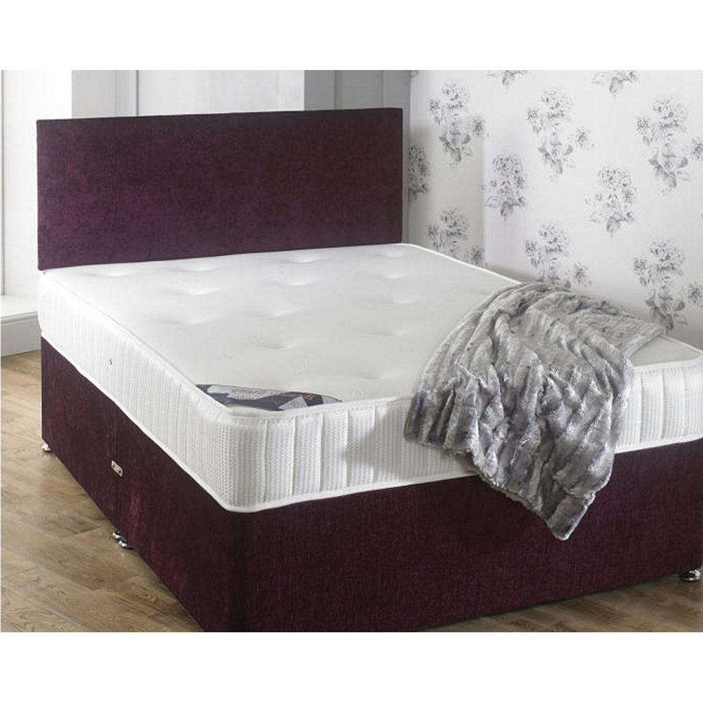 Knightsbridge Double Divan Bed-Furniture-Beauty Sleep Beds-No Storage-Chenille Aubergine-Levines Furniture