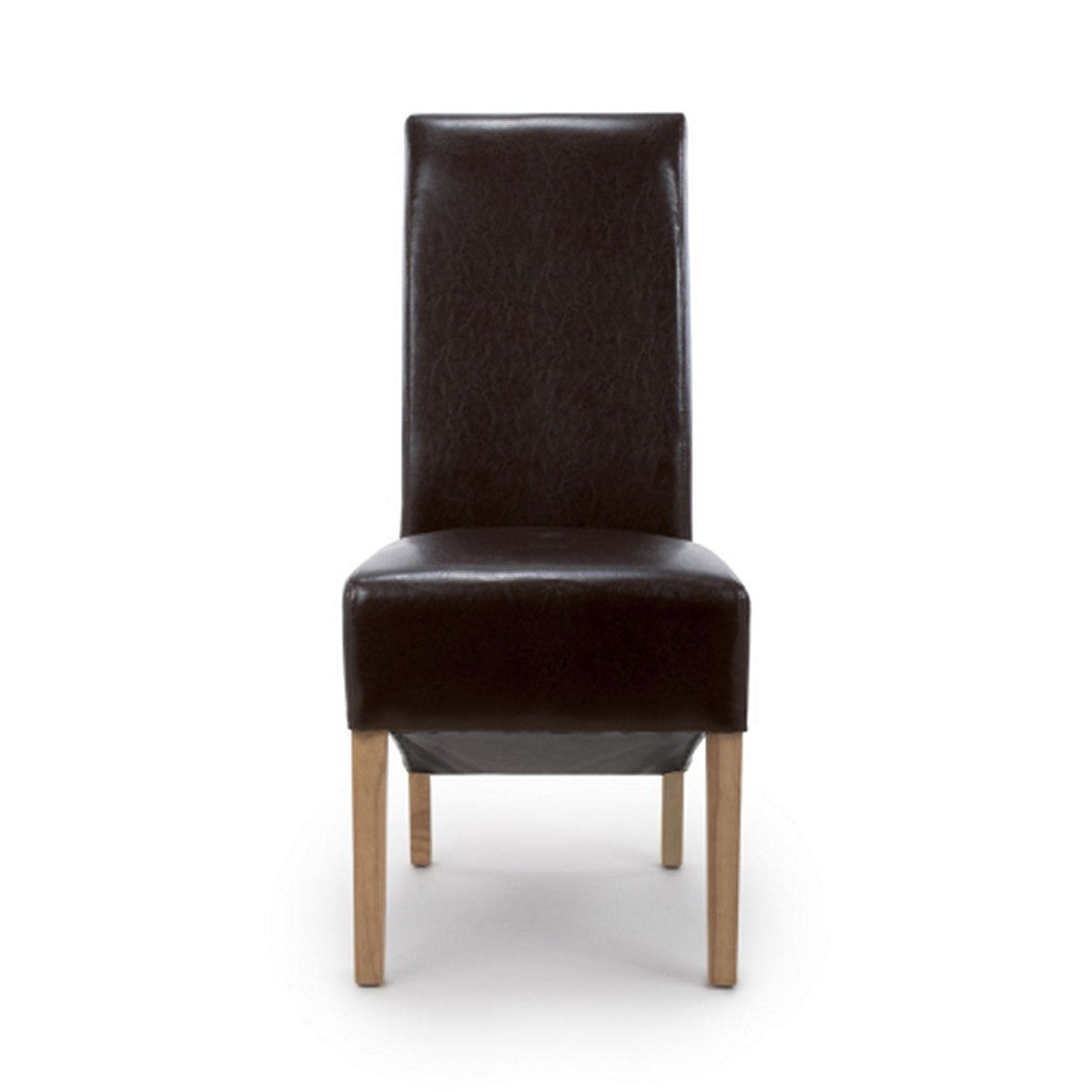 Krista Roll Back Bonded Leather Black Dining Chair-Furniture-Shankar-Levines Furniture