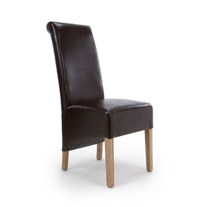 Krista Roll Back Bonded Leather Black Dining Chair-Furniture-Shankar-Levines Furniture