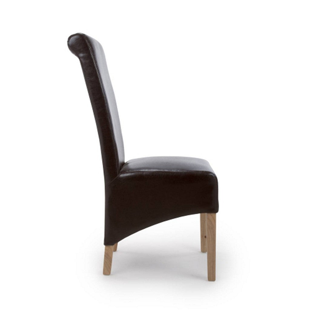 Krista Roll Back Bonded Leather Brown Dining Chair-Furniture-Shankar-Levines Furniture