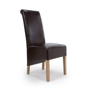 Krista Roll Back Bonded Leather Brown Dining Chair-Furniture-Shankar-Levines Furniture