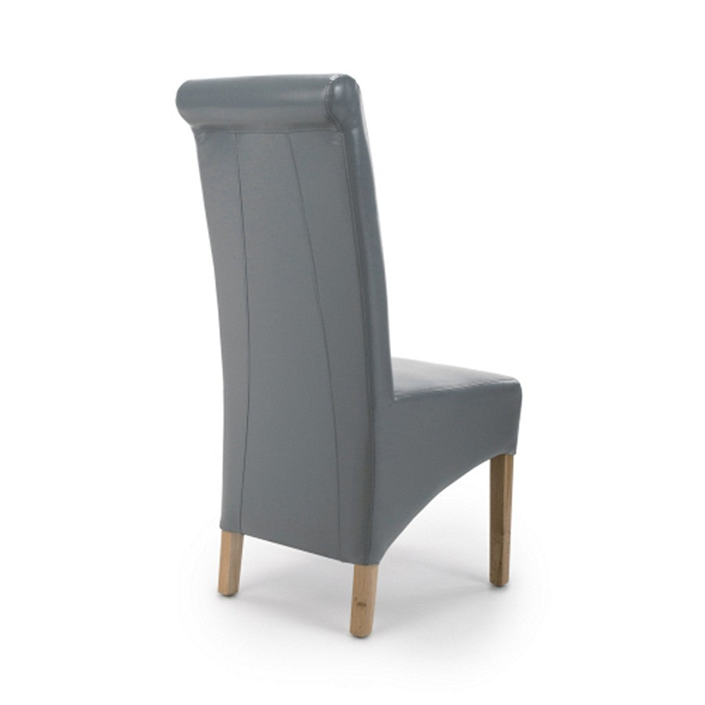 Krista Roll Back Bonded Leather Grey Dining Chair-Furniture-Shankar-Levines Furniture