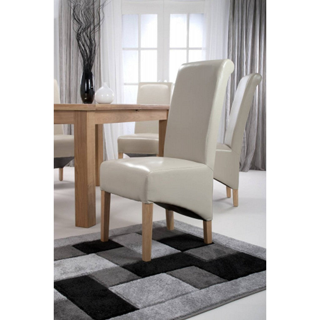 Krista Roll Back Bonded Leather Ivory Dining Chair-Furniture-Shankar-Levines Furniture