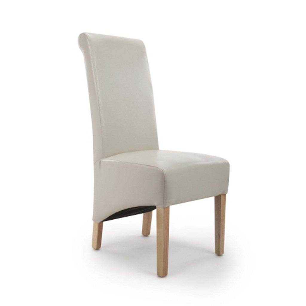 Krista Roll Back Bonded Leather Ivory Dining Chair-Furniture-Shankar-Levines Furniture