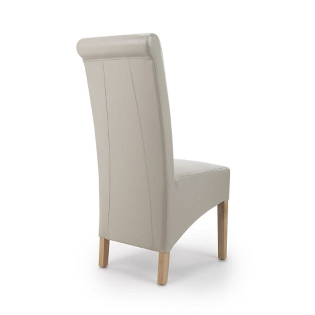 Krista Roll Back Bonded Leather Ivory Dining Chair-Furniture-Shankar-Levines Furniture