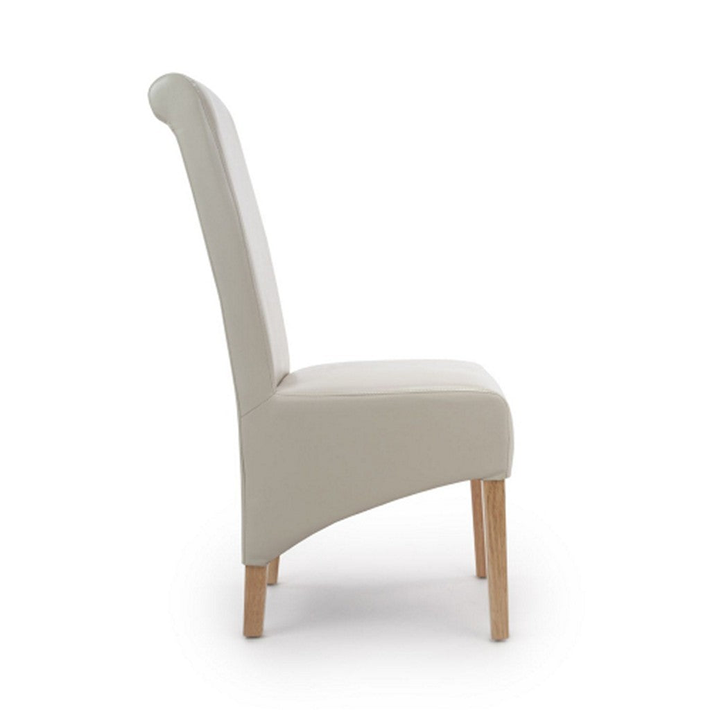 Krista Roll Back Bonded Leather Ivory Dining Chair-Furniture-Shankar-Levines Furniture