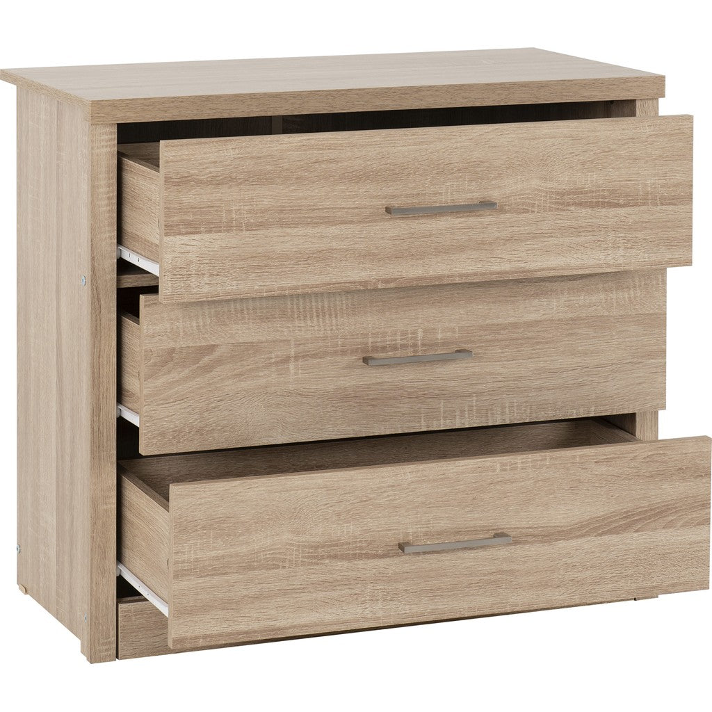 Lisbon 3 Drawer Chest-Furniture-Seconique-Black wood grain-Levines Furniture