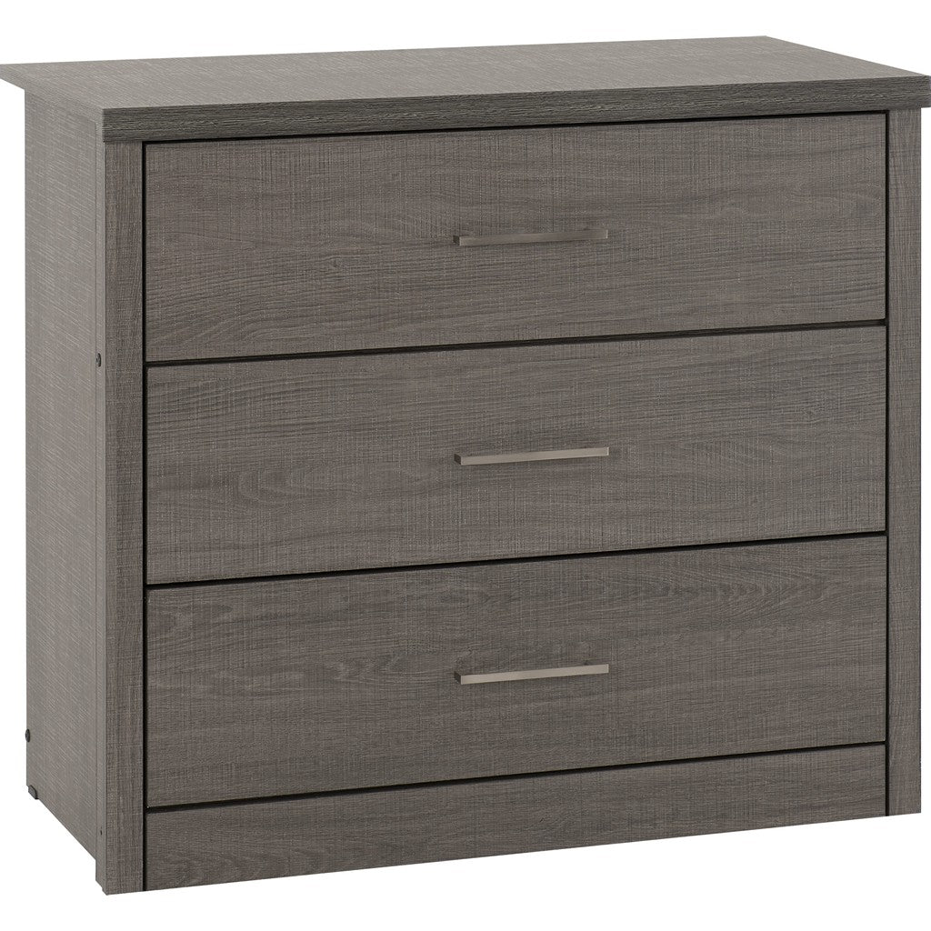 Lisbon 3 Drawer Chest-Furniture-Seconique-Black wood grain-Levines Furniture