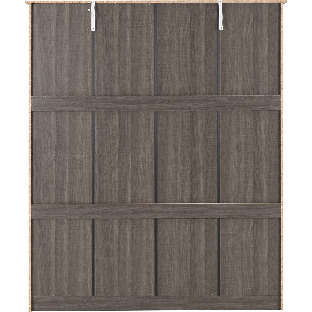 Lisbon 4 door Wardrobe-Furniture-Seconique-Black Wood Grain-Levines Furniture