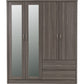 Lisbon 4 door Wardrobe-Furniture-Seconique-Black Wood Grain-Levines Furniture