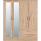 Lisbon 4 door Wardrobe-Furniture-Seconique-Black Wood Grain-Levines Furniture