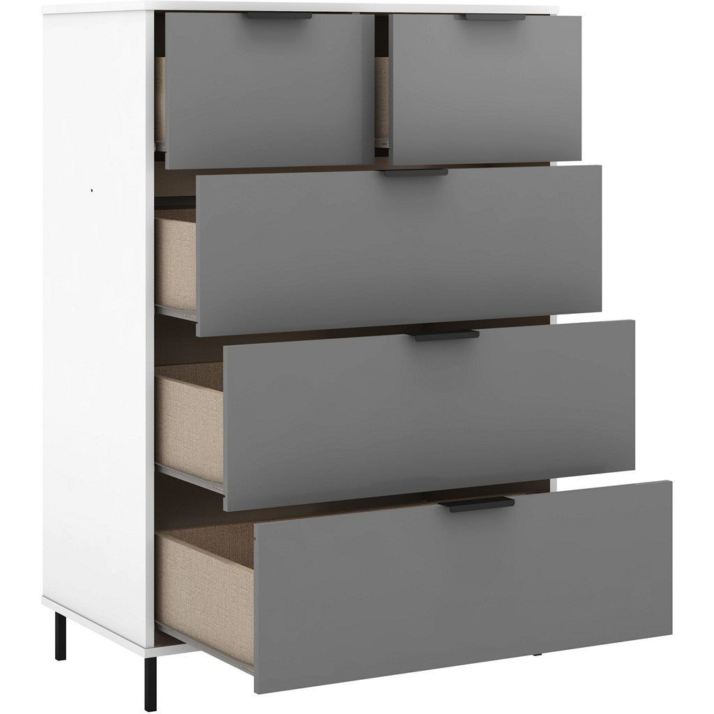 Madrid 3 + 2 Drawer Chest-Furniture-Seconique-Levines Furniture