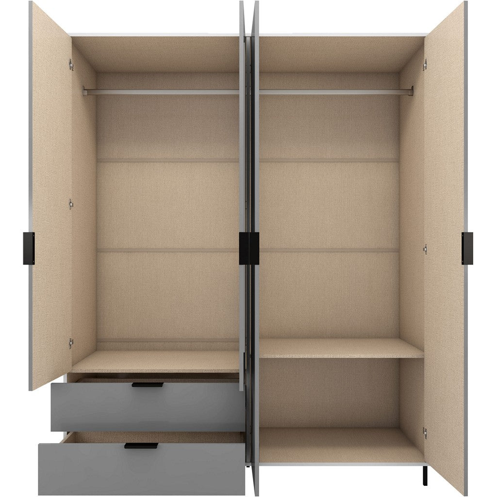 Madrid 4 Door Combination Wardrobe-Furniture-Seconique-Levines Furniture